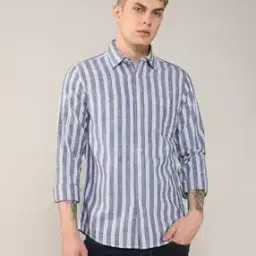 Men Striped Regular Fit Shirt with Patch Pocket-image-56