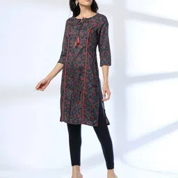 avaasa mix n' match Women Floral Print Straight Fit Kurta image 1