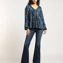 svrnaa by azorte Women Floral Print Fit & Flare Top-picture-19