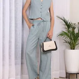 Shein Sleeveless Short Waistcoat With Full Length Pants-picture-46