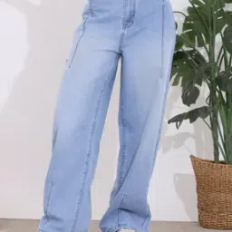 Shein Extra Long High Rise Panelled Light Wash Jeans-picture-46