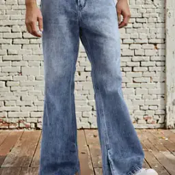 Shein Full Length Fixed Waist Mid Wash Ankle Slit Jeans-picture-40