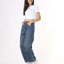 Lightly Washed High-Rise Straight Jeans-image-13