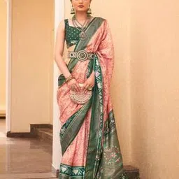 ri-wah Women Ikat Woven Saree with Latkans Border-picture-12