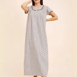 sweet dreams Women Printed Nightie with Short Sleeves-picture-25