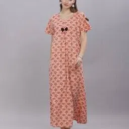 naidu hall Women Floral Print Round-Neck Nightgown-picture-27
