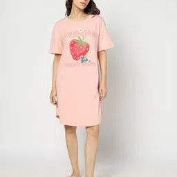 Women Graphic Print Cotton Nightshirt-image-67