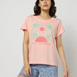 yousta Women Graphic Print Cotton Round-Neck T-Shirt image 1