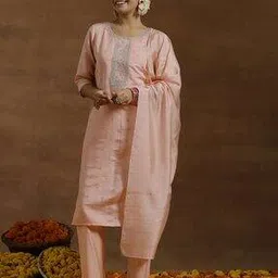 gerua by libas Women Embroidered Straight Kurta with Pants & Dupatta -picture-37