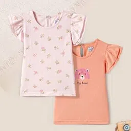 nauti nati Girls Pack of 2 Printed Slim Fit Round-Neck T-Shirts-picture-44