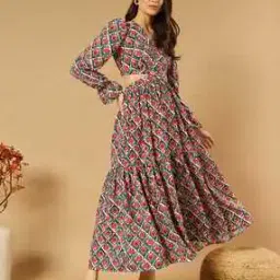 zwerlon x ag Women Floral Print Fit & Flare Dress with Cutouts-picture-53