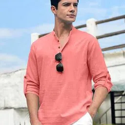 zombom Men Regular Fit Kurta with Band Collar-picture-20