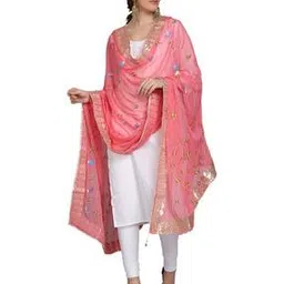 Floral Hand Painted Jabama Georgette Dupatta-picture-47