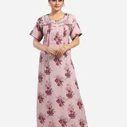 night queen Women Floral Print Nightie with Short Sleeves-picture-15