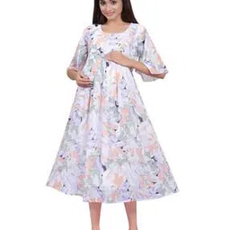 mamma's maternity Floral Print Fit & Flare Dress-picture-30