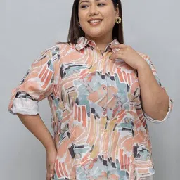 purys Women Abstract Regular Fit Shirt image 1