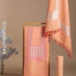 Hand Embroidered Pure Linen Unstitched Dress Material-image-36