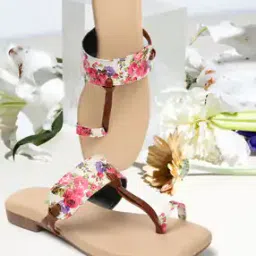 Women Floral T-Strap Flat Sandals-image-32