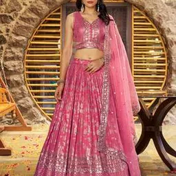 zeel clothing Women Embroidered Flared Lehenga Choli Set with Dupatta-picture-43