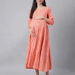 Floral Print Maternity Gown Dress-image-2
