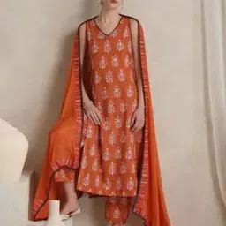 v s creation Women Floral Straight Kurta Pants Set with Dupatta-picture-11