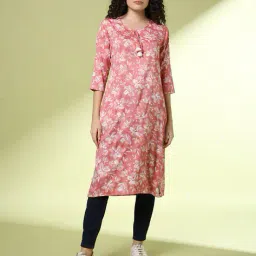 acai Women Floral Print Straight Kurta image 1