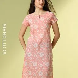 acai Women Floral Print Cotton Cambric Straight Kurta-picture-11