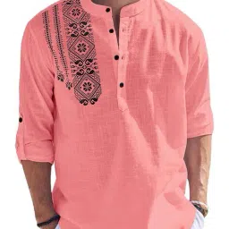 folgen Men Regular Fit Short Kurta with Mandarin Collar image 1