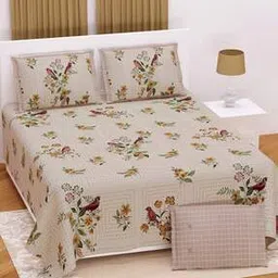 uniqchoice 300 TC Cotton King Size Bedsheet with 2 Pillow Covers-picture-38