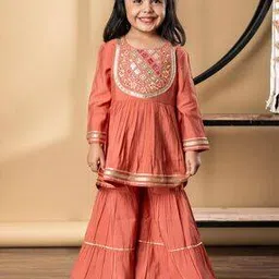 readiprint Girls Embroidered Gathered Kurta & Sharara Set-picture-49