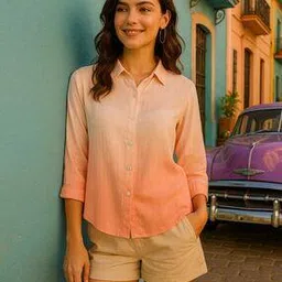 maaesa Women Ombre-Dye Regular Fit Shirt with Spread Collar-picture-49