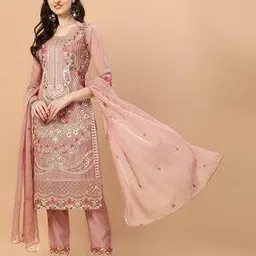 berrylicious Women Embroidered Straight Kurta Set with Dupatta-picture-17