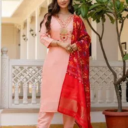 18india Women Embroidered Straight Kurta Set-picture-31