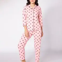 beebelle Women Pritned Shirt & Pyjamas Nightwear Set-picture-16
