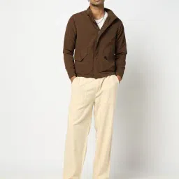 yousta Men Relaxed Fit Flat-Front Trousers image 1