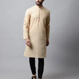 even Checked Long Kurta with Mandarin Collar-picture-26