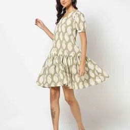 Women Paisley Print Flounce Dress-image-7