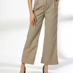 rio Women Regular Fit Cotton Pleat-Front Trousers image 1