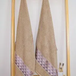 rangoli Set of 2 Geometric Print Cotton Bath Towels-picture-17