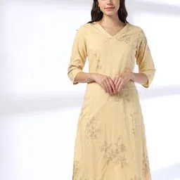 avaasa mix n' match Women Embroidered Straight Kurta beige l-picture-12