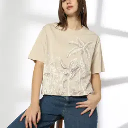 dnmx Women Tranquility Print Drop Shoulder Boxy Fit T-Shirt-picture-41