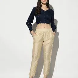 Women Embroidered Hem Tapered Pants-image-5