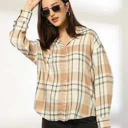 dnmx Women Checked Relaxed Fit Shirt-picture-27