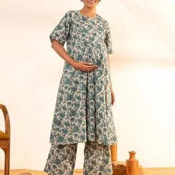 janasya Women Floral Print Maternity A-line Kurta Set-picture-50