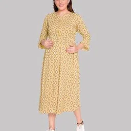 mamma's maternity Geometric Print A-Line Dress-picture-33