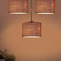 devansh Jute Round Drum Cluster Hanging Lamp  image 1