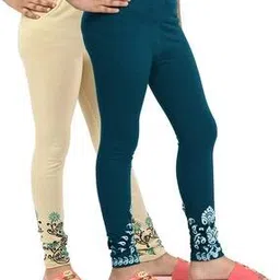indiweaves Pack of 2 Leggings with Floral Print Hem-picture-15