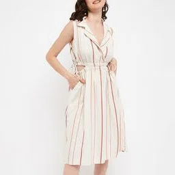 madame Striped Fit & Flare Dress with Cutout-picture-21