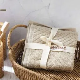 fabindia Set of 2 Cotton Woven Square Face Towel 12" x 12"-picture-29