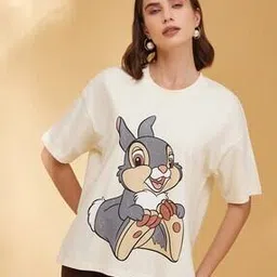 kazo Women Graphic Print Boxy Print Round-Neck T-Shirt-picture-47